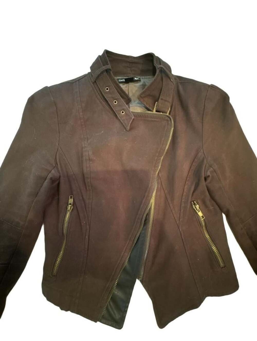 Double Zero Brown Asymmetrical Biker Jacket Size S - Picture 2 of 8